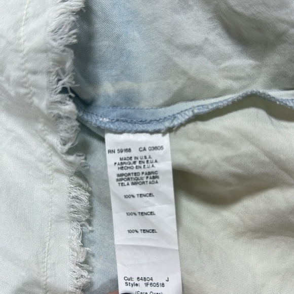 FifteenTwenty Womens Blue Cream Tie Dye Bell Sleeve V Neck Top Sz S Tencel Boho - Picture 8 of 9